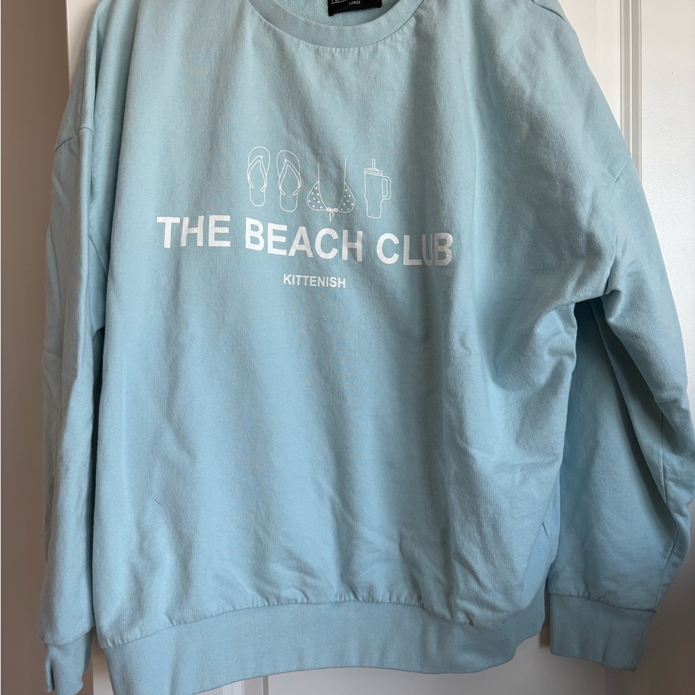 Kittenish Blue Crewneck Sweatshirt with Relaxed Fit